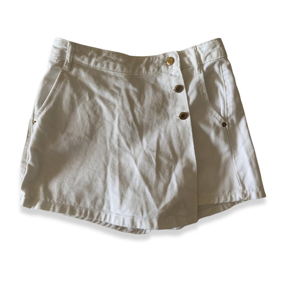 Zara White Wrap Front Denim Skort Size XS